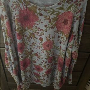 LC Lauren Conrad Pink and Green Floral Knit